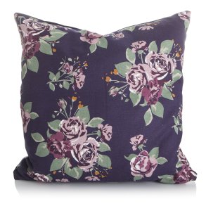 Putetrekk Vera m�rk plomme m/roseprint 45x45 cm