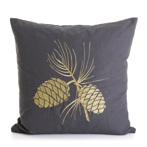 Pute Kongle m/dunfyll gullbroderi gr� 50x50cm