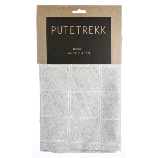 Putetrekk Vera sand bomull m/ruter 45x45 cm