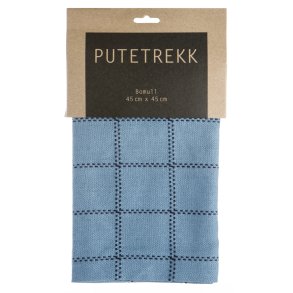 Putetrekk Vera bomull bl� m/ruter 45x45 cm