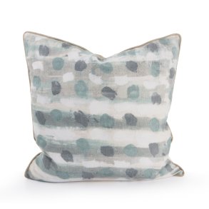 Pute m/dunfyll gr� m/trykk i hvit og petrol 50x50