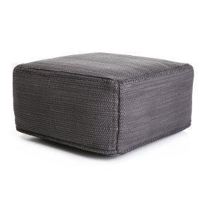 Puff firkantet gr� med m�rk gr� stikninger 50x50 H:25cm