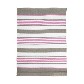 Rye plast stripete i hvit/beige/rosa 60x90