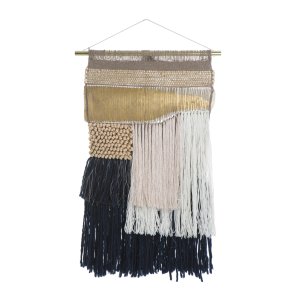 Veggdekor i garn bl�/gull H:76cm