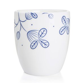 Krus Songvaar hvit med m�rk bl� blomst