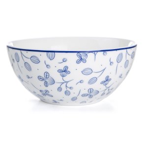 Sk�l Songvaar hvit med m�rk bl� blomsterranke