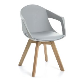 Stol gr� PU-pute armlener eikebein