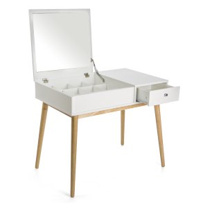 Sminkebord/Skrivepult Ola m/skuff og speil hvit