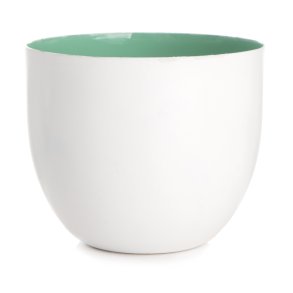 Lysglass/sk�l hvit/mint H:8cm