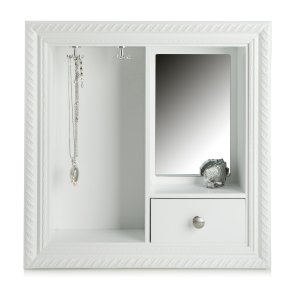 Smykkeskap m/1 skuff og speil hvit