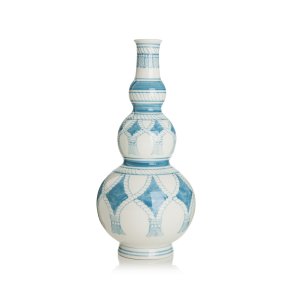 Dekorvase bl�/hvit H:31 �:14cm