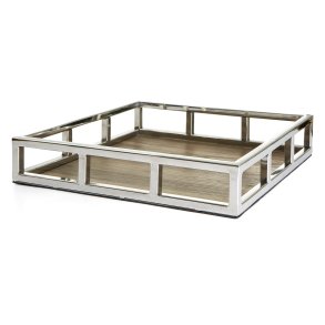 Serveringsfat blankt st�l m/fin&eacute;r L:35 B:35 H:7cm