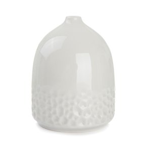 Vase i stengods gr� m/konkave m�nster H:21 