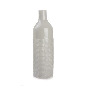 Vase i stengods gr� m/m�nster H:23 