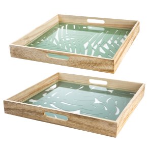 Serveringsbrett m/trykket blad m�nster s/2 