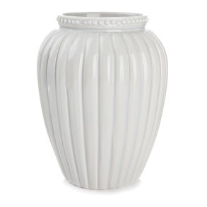 Vase med rillem�nster gr� H:19cm