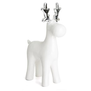 Reinsdyr i porselen med gevir i s�lv H:25,5