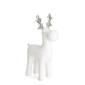 2 stk Reinsdyr i porselen m/gevir i s�lv H:19,8cm