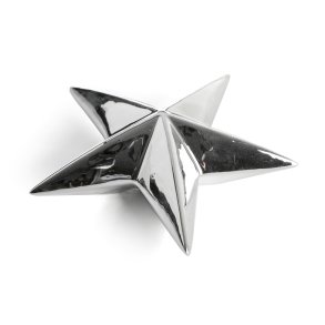 Dekorstjerne porselen s�lv H:13cm