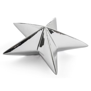 2 stk Dekorstjerne porselen s�lv H:19cm