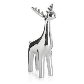 2 stk Reinsdyr porselen s�lv H:28