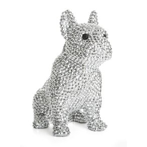 Dekorhund sittende s�lv m/