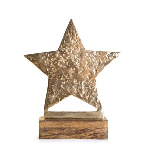 Dekorfigur Lodge stjerne p� fot gull 25cm