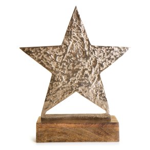 Dekorfigur Lodge stjerne p� fot gull 37cm