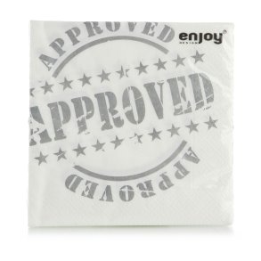 Serviett Approved gr� 33x33cm