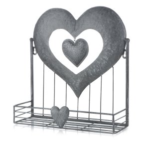 Hjerte hylle metall b�rstet gr�