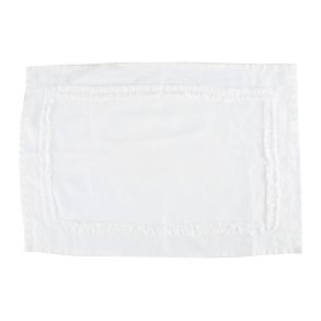 Spisebrikke Adele 35x50 hvit m/ruflekant 100% lin