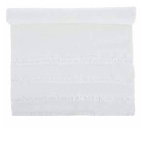 L�per Adele 45x150 hvit m/ruflekant 100% lin