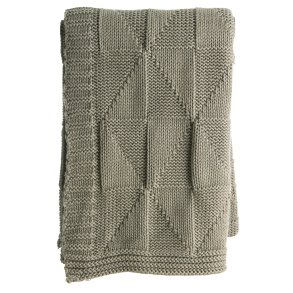 Pledd strikket mosegr�nn Millie 125x150cm