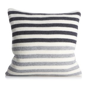 Pute Tinn m/dunfyll i lammeull striper i offwhite/m�rk gr�/gr� 50x50cm