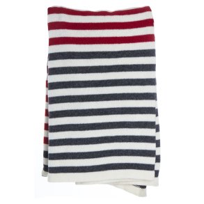 Pledd Tinn lammeull striper offwhite/gr�/r�d 125x150cm