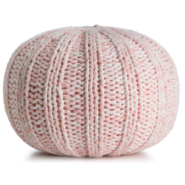 Puff strikket "mini" rosa/hvit melert H:25 :40cm