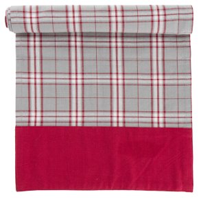 L�per Ruth r�d/gr� rutete 33x100 cm