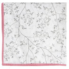 Duk hvit m/trykket str�m�nster i gr�tt 90x90cm