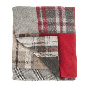 Pledd ull r�d/gr�/beige Siri 125x150 cm