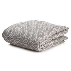 Quilt teppe gr�tt m/hvitt m�nster 150x150cm