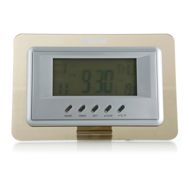 Klokke m/sensor for lyd, lys,temp,kalender,alarm,lys