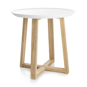 Bord rundt hvit topp ben i tre �:38cm