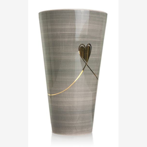 Vase gr m/gullhjerte :13 H:23cm