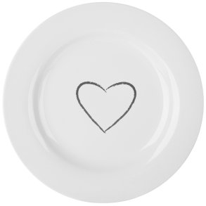 6 stk Tallerken frokost Madame m/hjertedekor �:22,8 cm