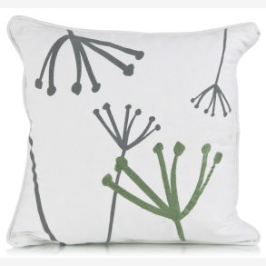 Pute m/dunfyll Madame hvit m/gr�/gr�nne str� 50x50cm