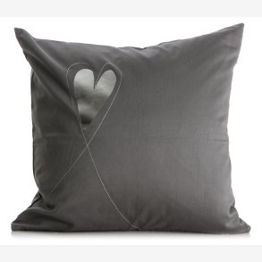 Pute m/dunfyll gr� m/printet s�lvhjerte 50x50cm