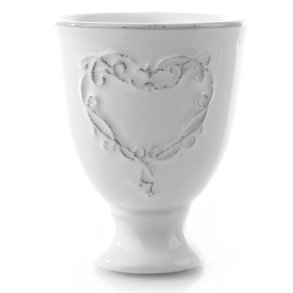 6 stk Eggeglass hvit m/gr�tt hjerte