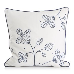 Pute hvit m/bl�tt broderi 50x50cm Songvaar