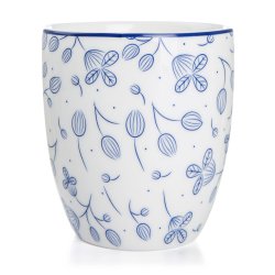 Krus Songvaar hvit med m�rk bl� blomsterranke