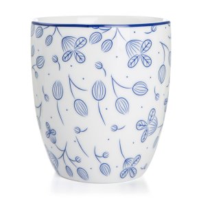 Krus Songvaar hvit med m�rk bl� blomsterranke